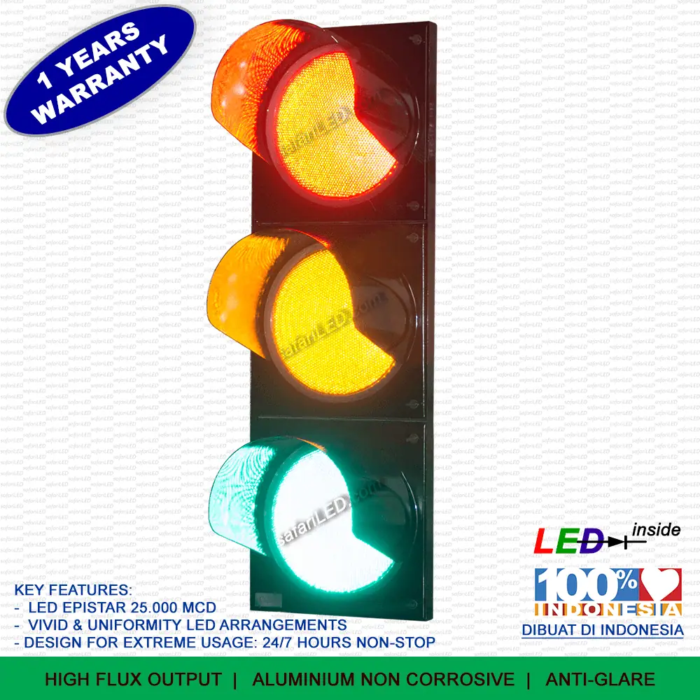 Lampu Traffic Light 3 aspek 30cm Hiflux